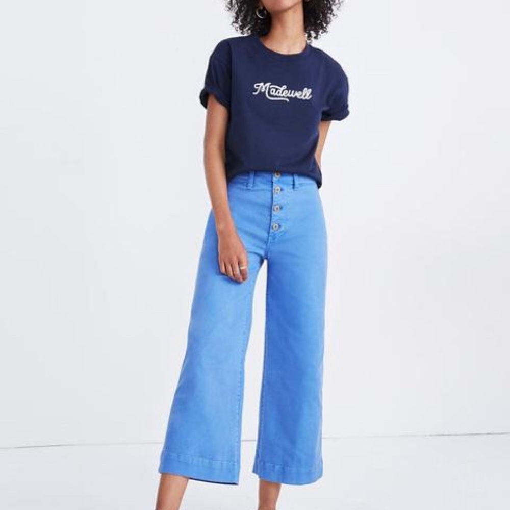 Madewell Emmett Wide-Leg Button-Front Cropped Pant